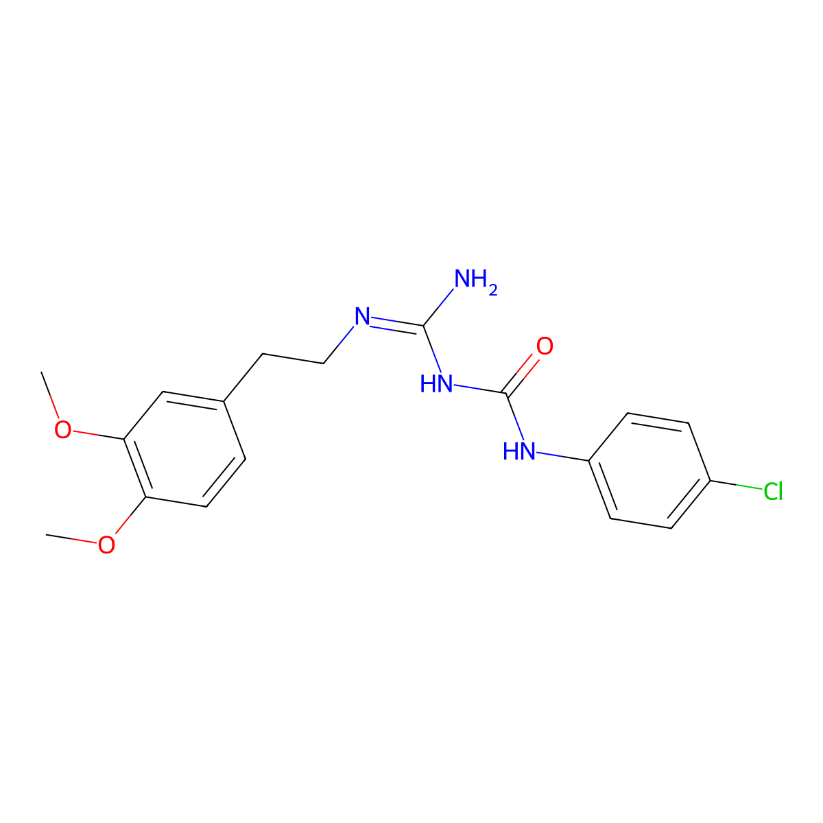 1-(4-chlorophenyl)-3-{N-[2-(3,4-dimethoxyphenyl)ethyl]carbamimidoyl}urea molecular structure, CAS 524057-33-8
