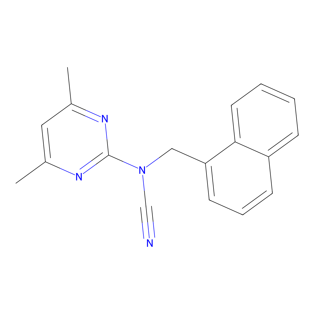 (4,6-Dimethylpyrimidin-2-yl)(naphthalen-1-ylmethyl)cyanamide molecular structure, CAS 524057-36-1