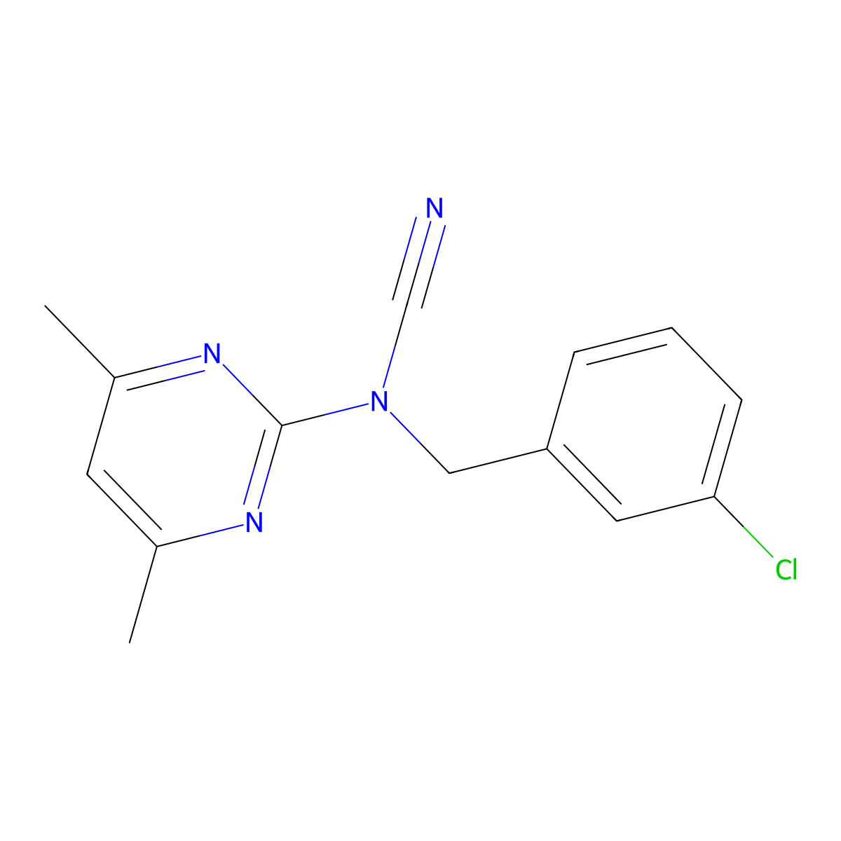 (3-Chlorobenzyl)(4,6-dimethylpyrimidin-2-yl)cyanamide molecular structure, CAS 524057-37-2