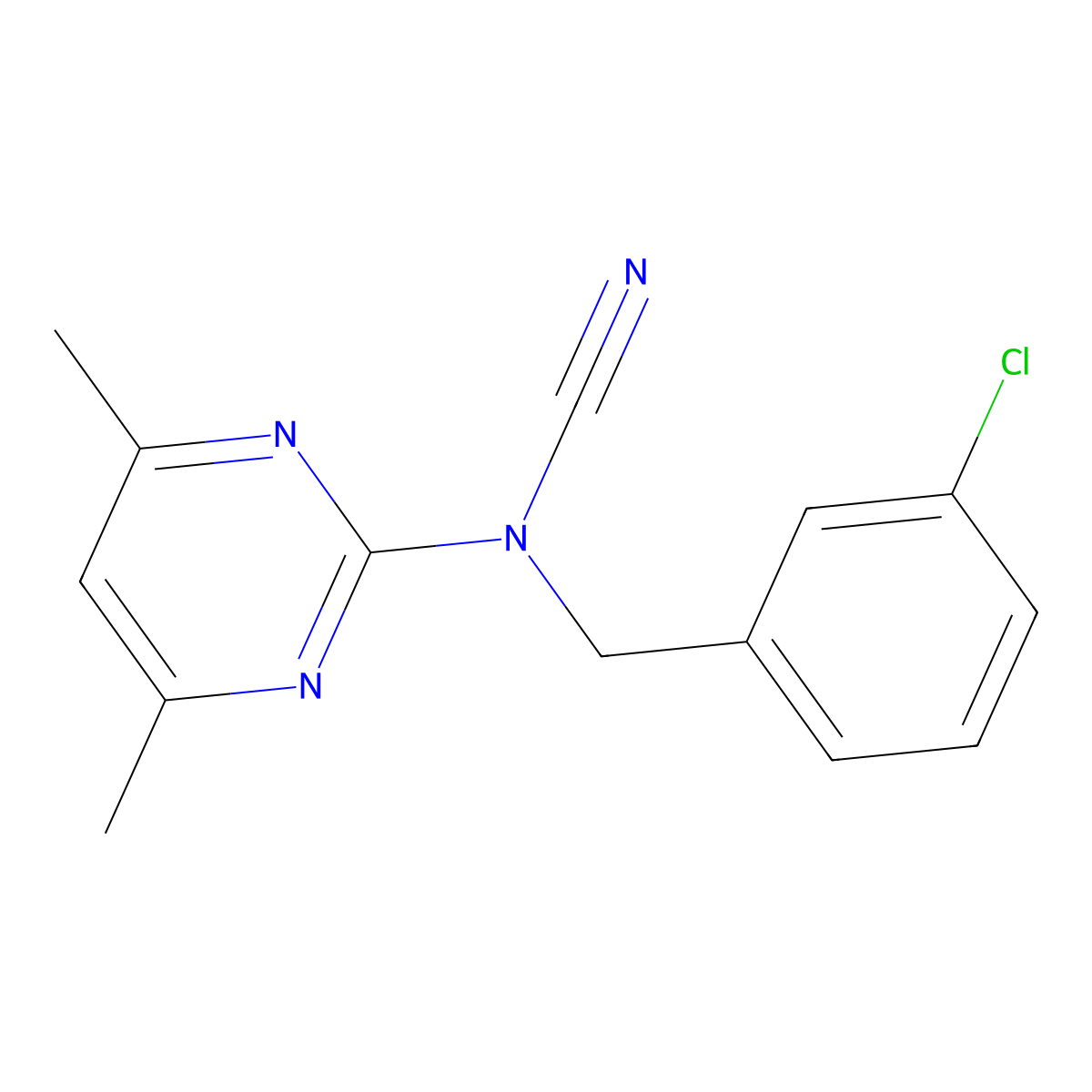 (3-Chlorobenzyl)(4,6-dimethylpyrimidin-2-yl)cyanamide molecular structure, CAS 524057-37-2