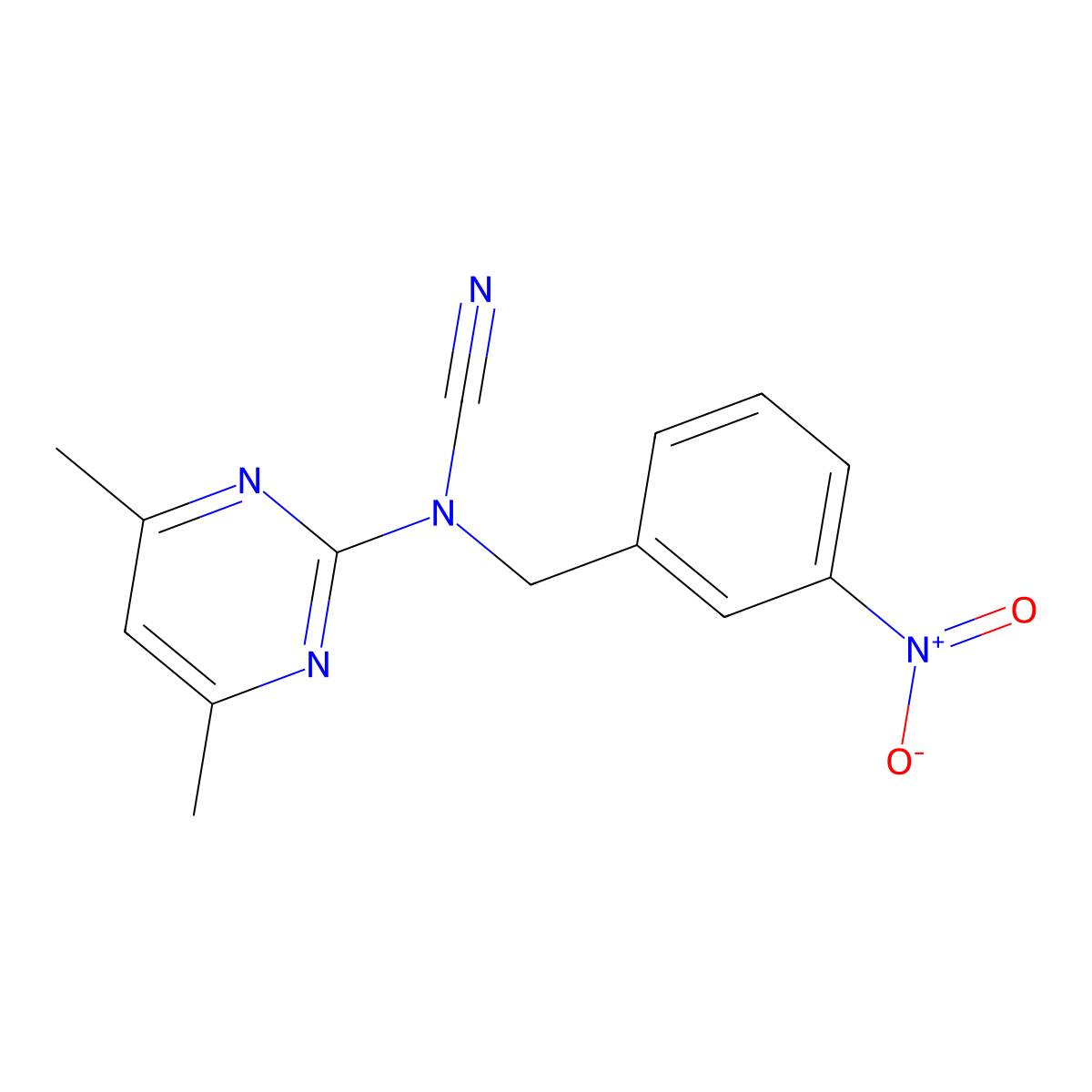 (4,6-Dimethylpyrimidin-2-yl)(3-nitrobenzyl)cyanamide molecular structure, CAS 524057-38-3