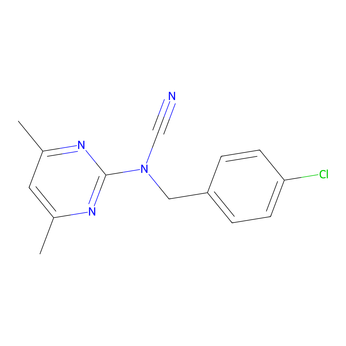 (4-Chlorobenzyl)(4,6-dimethylpyrimidin-2-yl)cyanamide molecular structure, CAS 524057-40-7