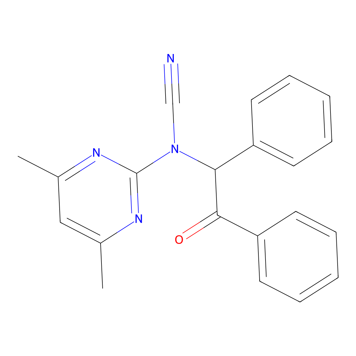 (4,6-Dimethylpyrimidin-2-yl)(2-oxo-1,2-diphenylethyl)cyanamide molecular structure, CAS 524057-44-1