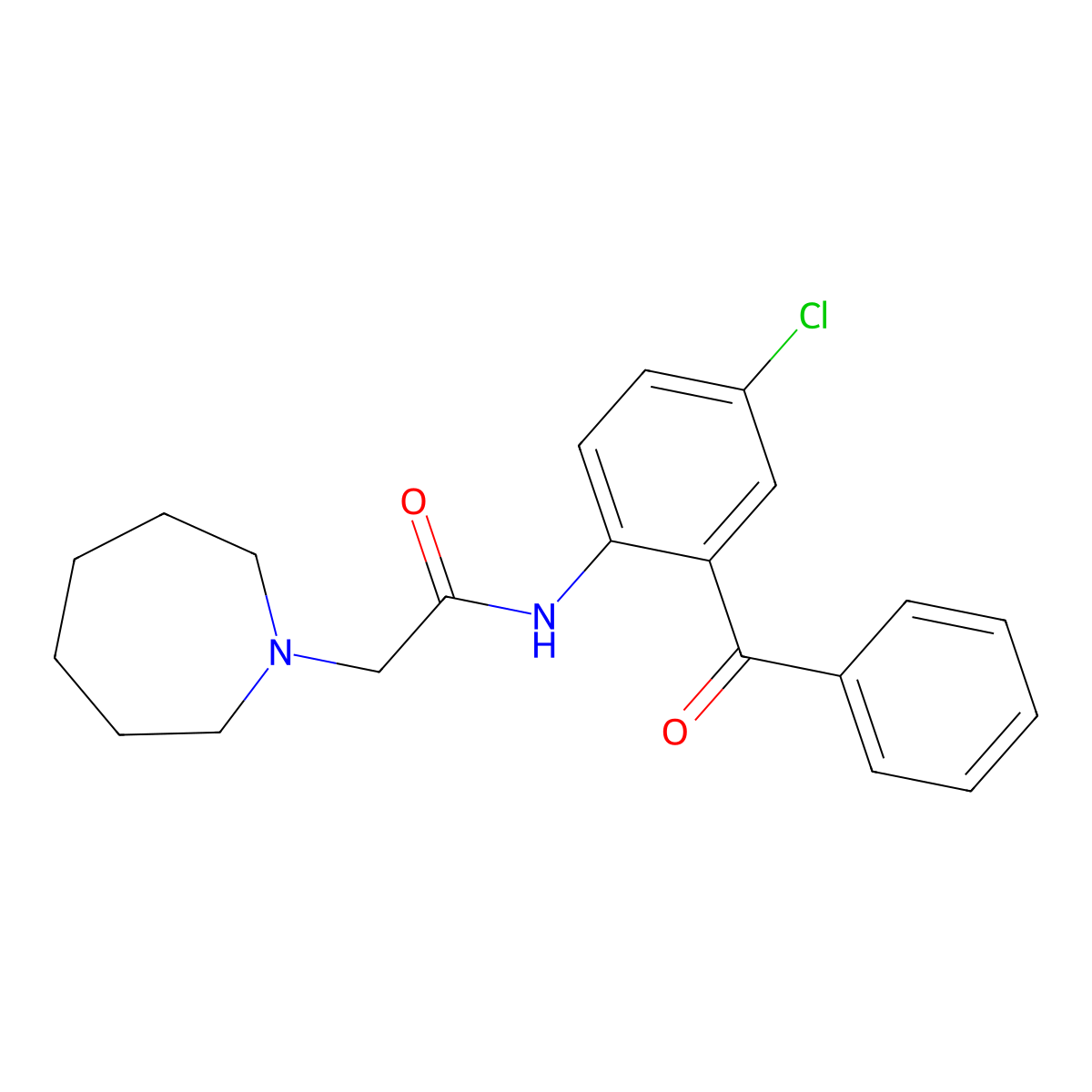 Acetamide, 2-(azepan-1-yl)-N-(2-benzoyl-4-chlorophenyl)- molecular structure, CAS 524057-53-2
