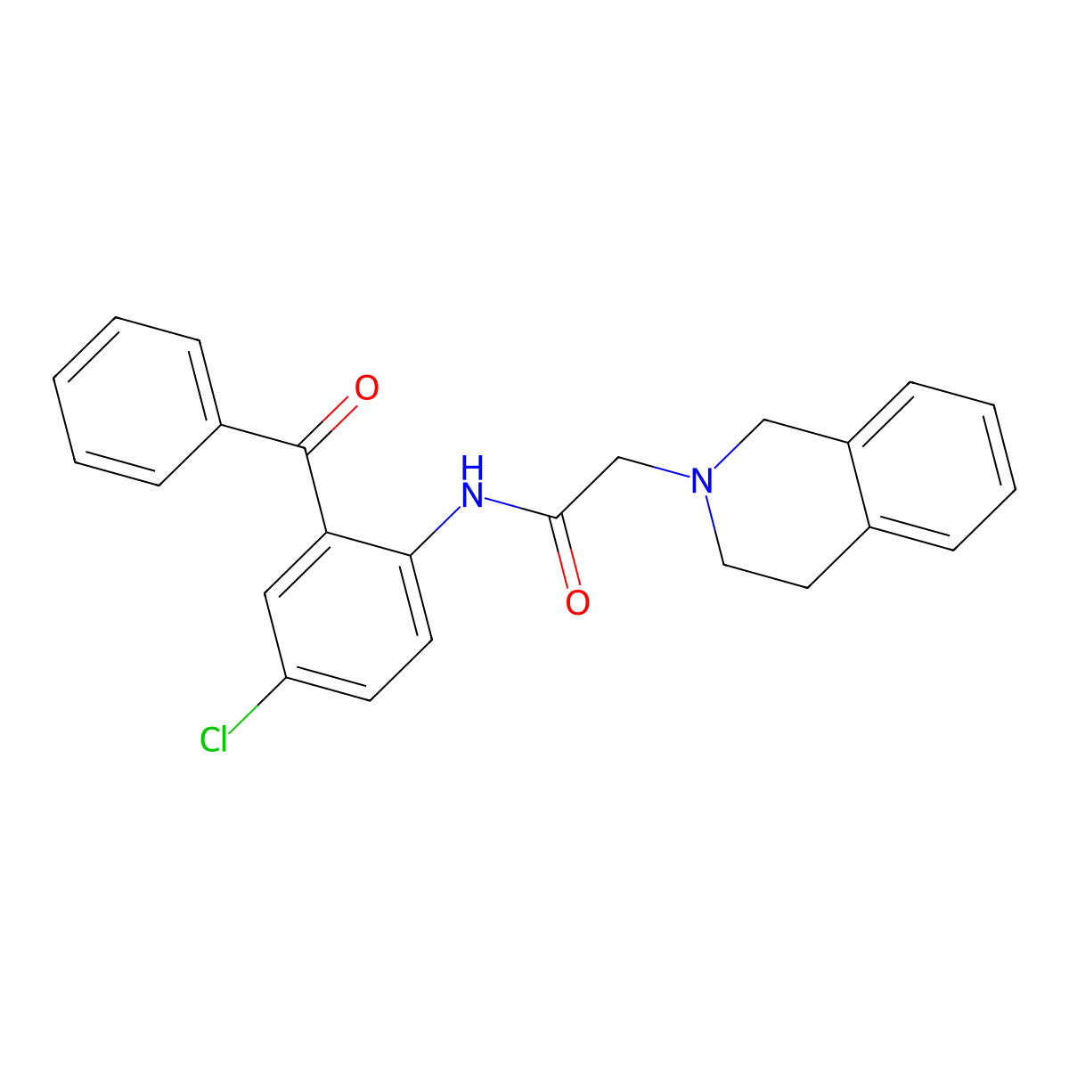 N-[4-chloro-2-(phenylcarbonyl)phenyl]-2-(3,4-dihydroisoquinolin-2(1H)-yl)acetamide molecular structure, CAS 524057-54-3