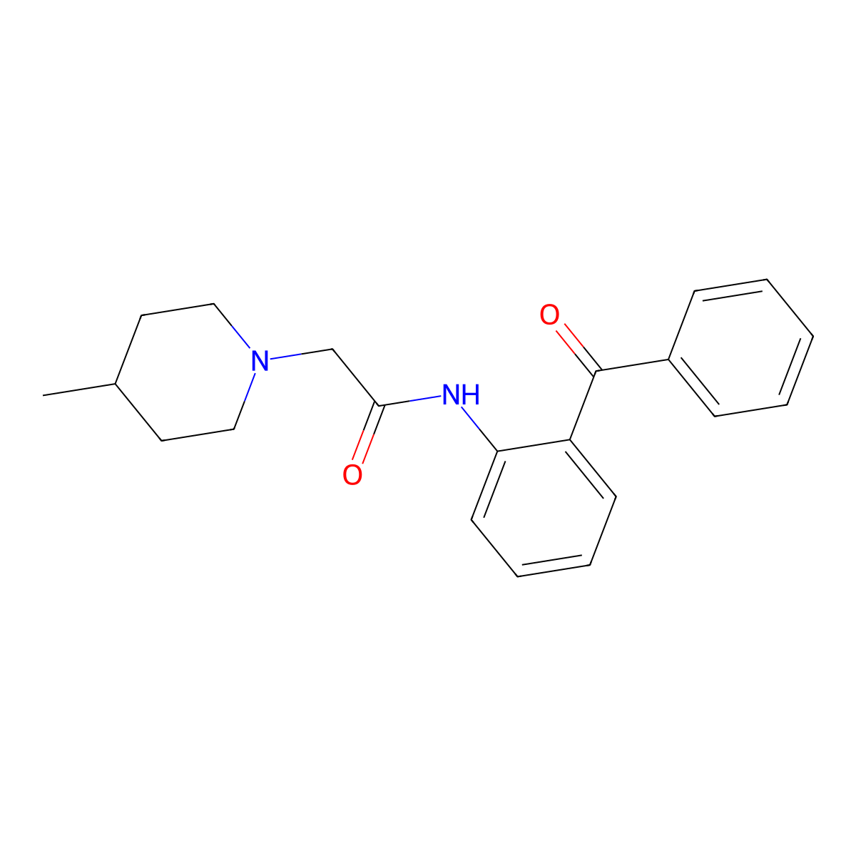 2-(4-methylpiperidin-1-yl)-N-[2-(phenylcarbonyl)phenyl]acetamide molecular structure, CAS 524057-56-5