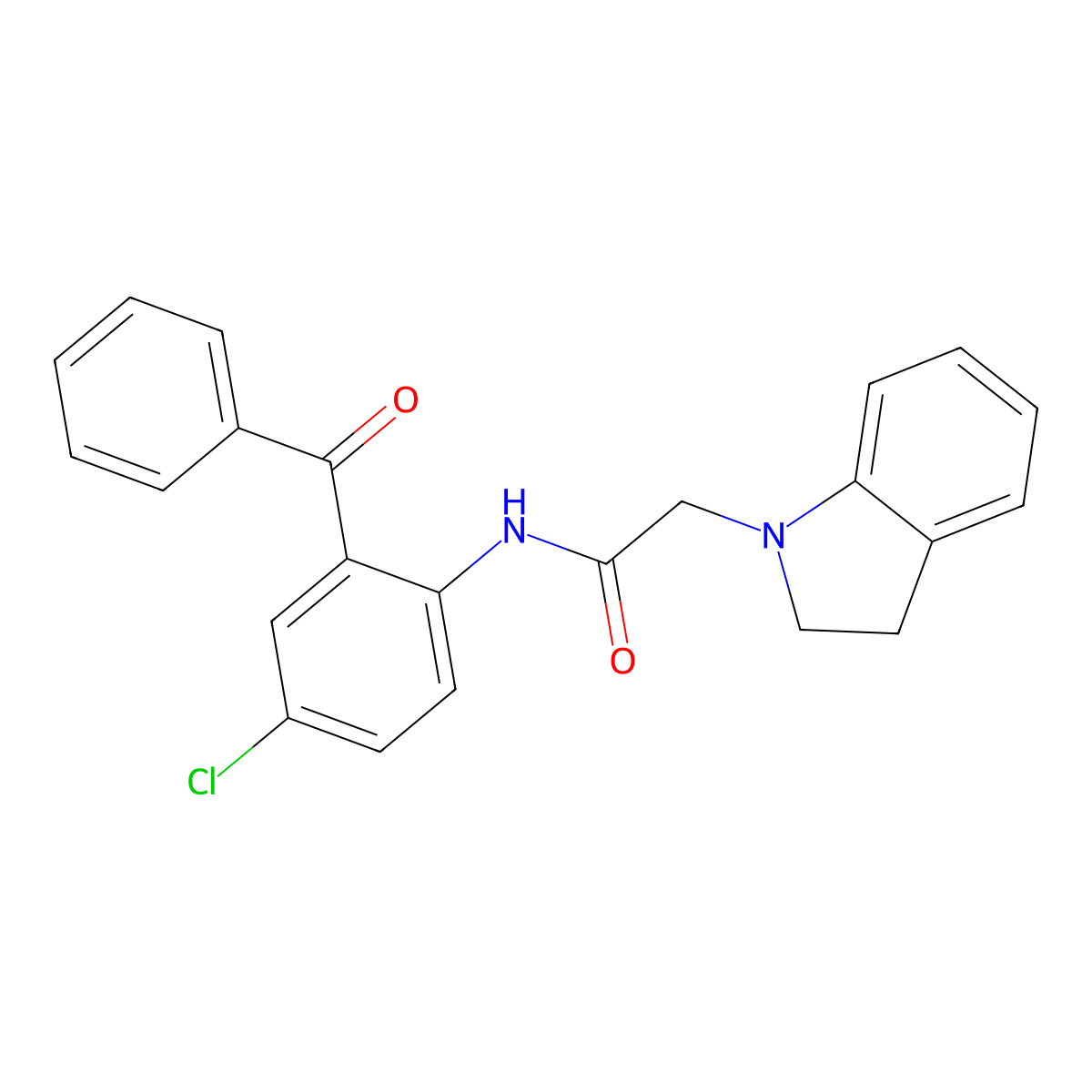 N-[4-chloro-2-(phenylcarbonyl)phenyl]-2-(2,3-dihydro-1H-indol-1-yl)acetamide molecular structure, CAS 524057-57-6