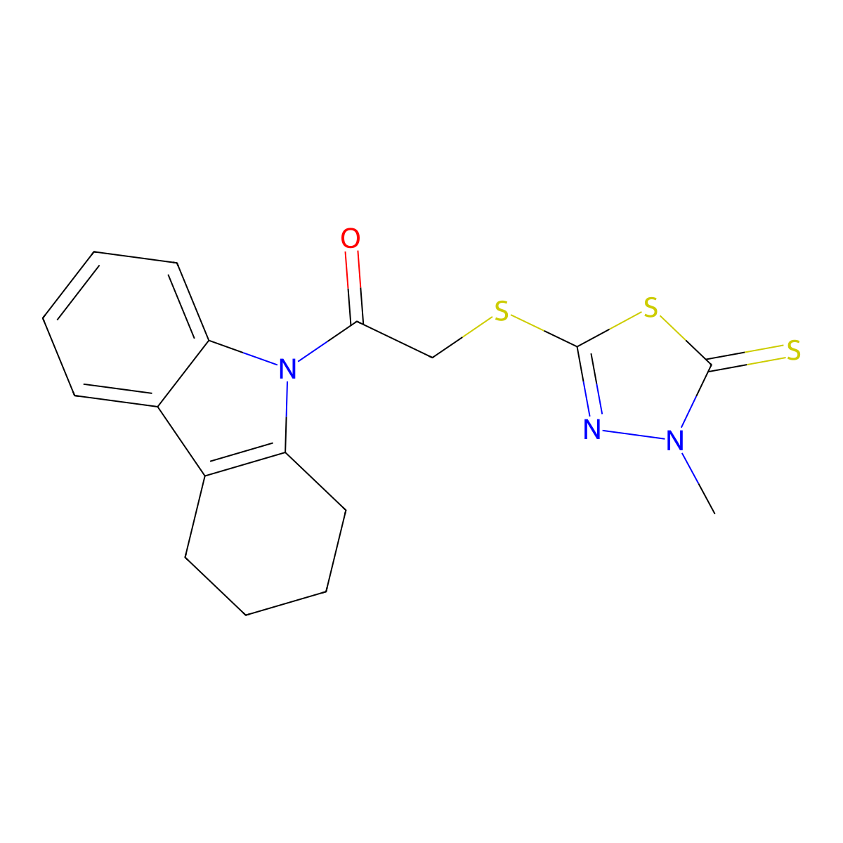 2-[(4-methyl-5-thioxo-4,5-dihydro-1,3,4-thiadiazol-2-yl)sulfanyl]-1-(1,2,3,4-tetrahydro-9H-carbazol-9-yl)ethanone molecular structure, CAS 524057-59-8