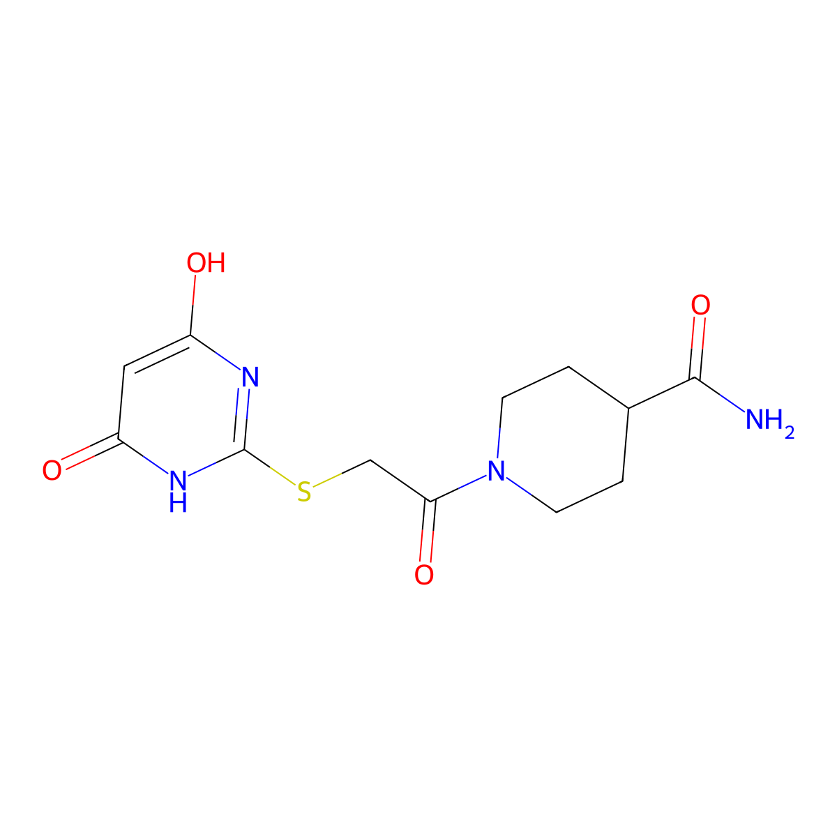 1-{[(4,6-Dihydroxypyrimidin-2-yl)sulfanyl]acetyl}piperidine-4-carboxamide molecular structure, CAS 524057-65-6