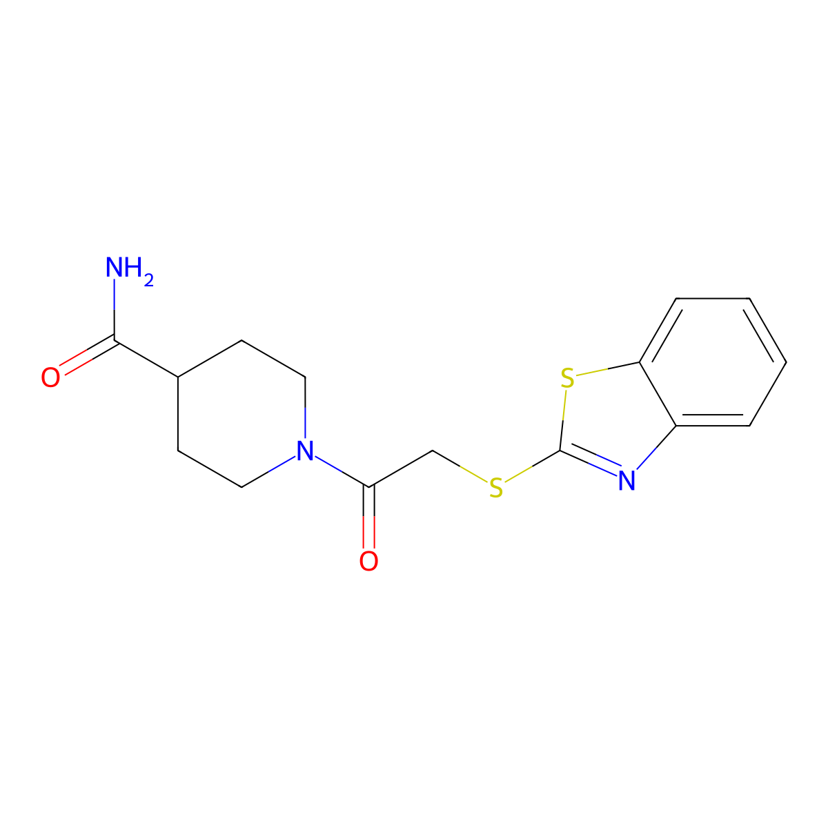 1-(2-(Benzo[d]thiazol-2-ylthio)acetyl)piperidine-4-carboxamide molecular structure, CAS 524057-69-0