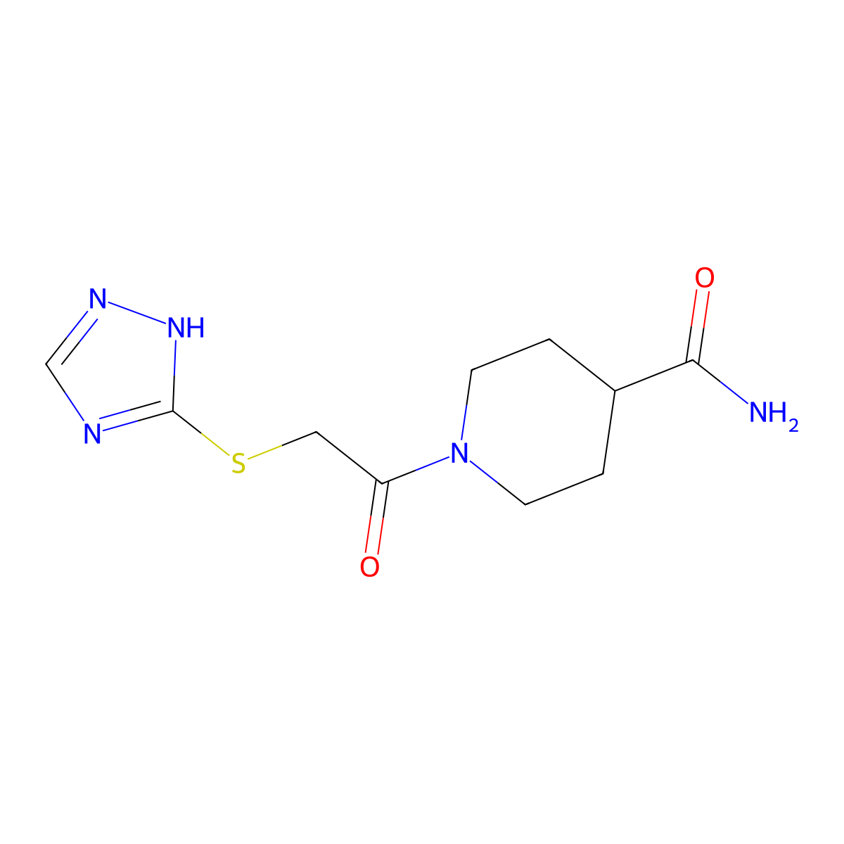 1-[(4H-1,2,4-triazol-3-ylsulfanyl)acetyl]piperidine-4-carboxamide molecular structure, CAS 524057-71-4
