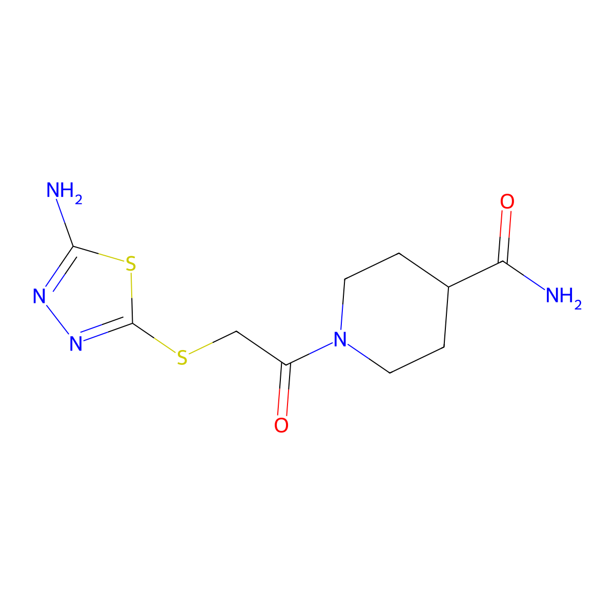 1-{[(5-Amino-1,3,4-thiadiazol-2-yl)sulfanyl]acetyl}piperidine-4-carboxamide molecular structure, CAS 524057-73-6
