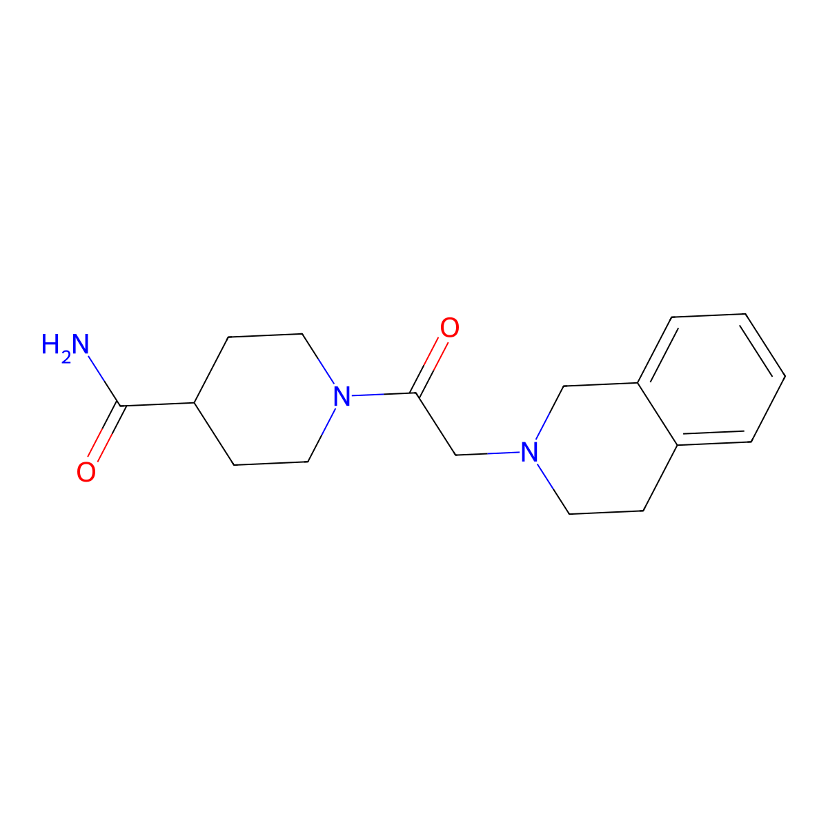 1-(3,4-dihydroisoquinolin-2(1H)-ylacetyl)piperidine-4-carboxamide molecular structure, CAS 524057-74-7