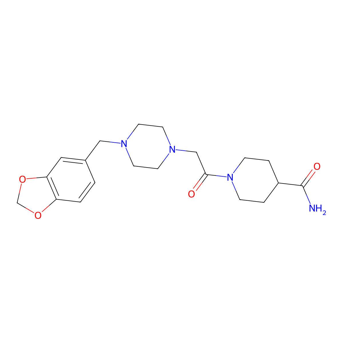 1-{[4-(1,3-Benzodioxol-5-ylmethyl)piperazin-1-yl]acetyl}piperidine-4-carboxamide molecular structure, CAS 524057-83-8