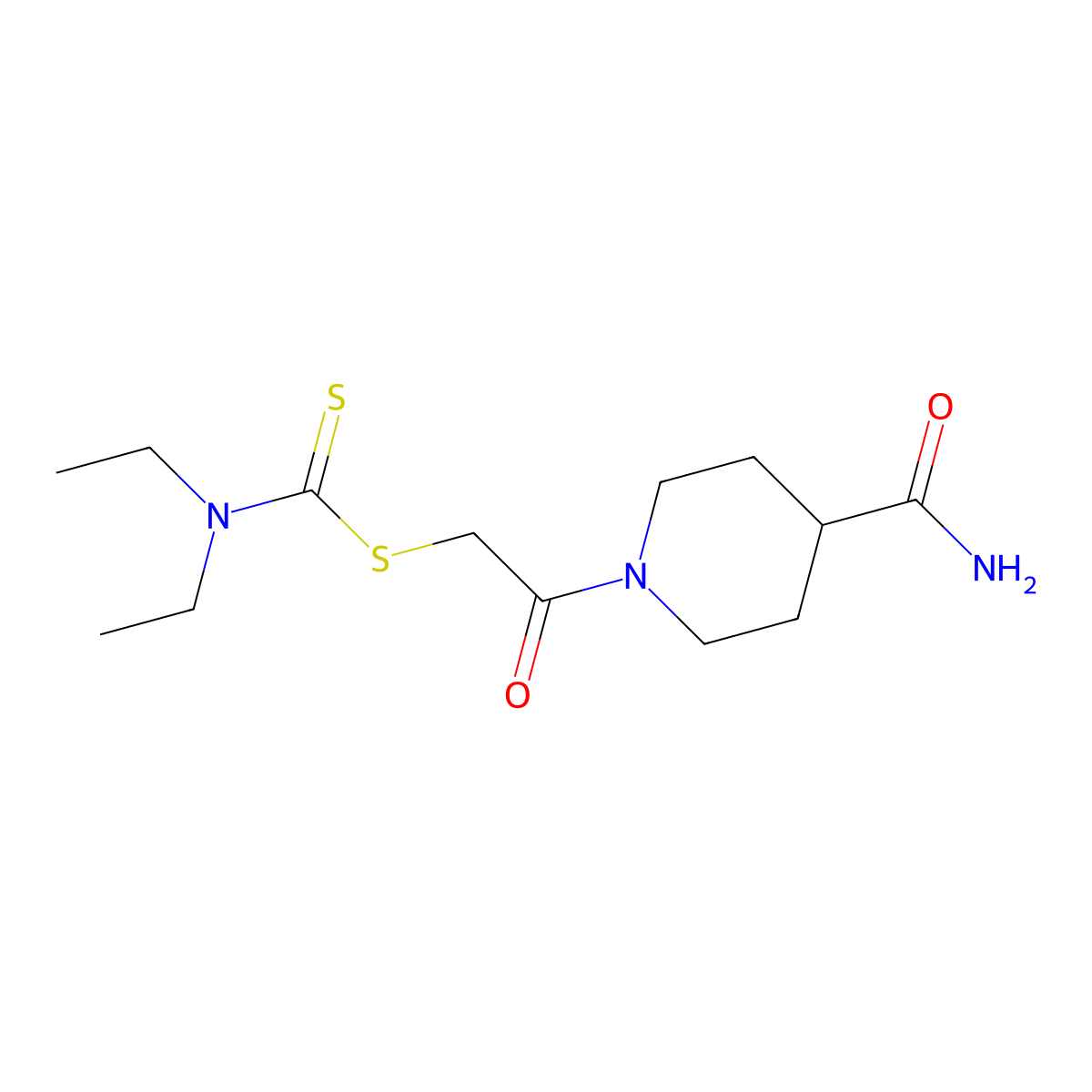 1-{2-[(Diethylamino)thioxomethylthio]acetyl}piperidine-4-carboxamide molecular structure, CAS 524057-84-9
