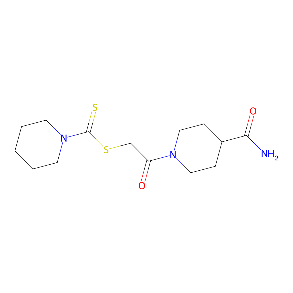2-(4-Carbamoylpiperidin-1-yl)-2-oxoethyl piperidine-1-carbodithioate molecular structure, CAS 524057-85-0