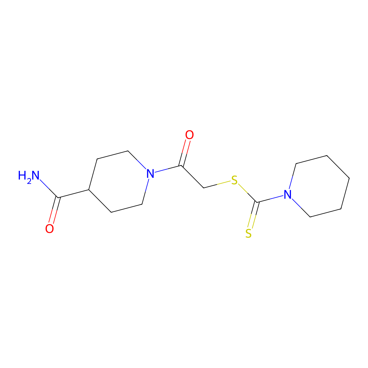 2-(4-Carbamoylpiperidin-1-yl)-2-oxoethyl piperidine-1-carbodithioate molecular structure, CAS 524057-85-0