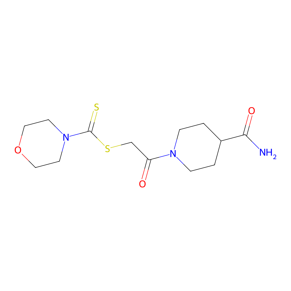 2-(4-Carbamoylpiperidin-1-yl)-2-oxoethyl morpholine-4-carbodithioate molecular structure, CAS 524057-86-1