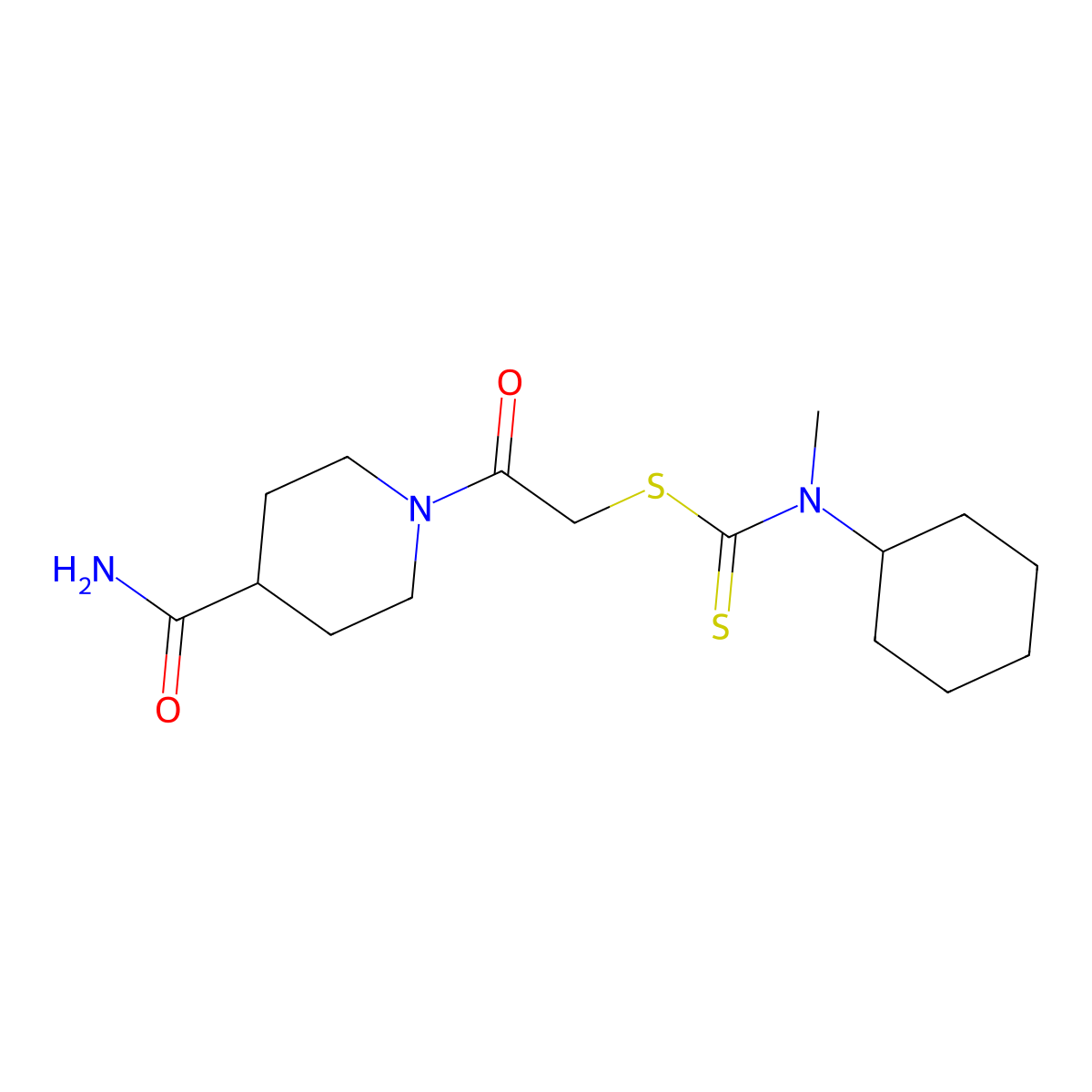 2-(4-Carbamoylpiperidin-1-yl)-2-oxoethyl cyclohexyl(methyl)carbamodithioate molecular structure, CAS 524057-87-2