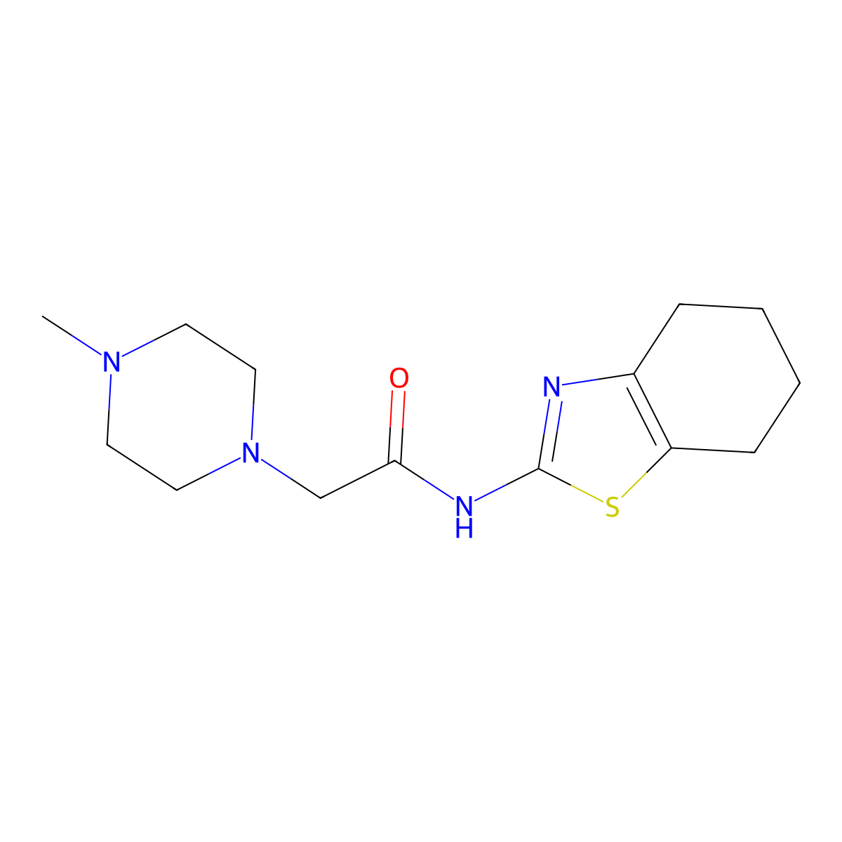 2-(4-methylpiperazin-1-yl)-N-(4,5,6,7-tetrahydro-1,3-benzothiazol-2-yl)acetamide molecular structure, CAS 524057-91-8