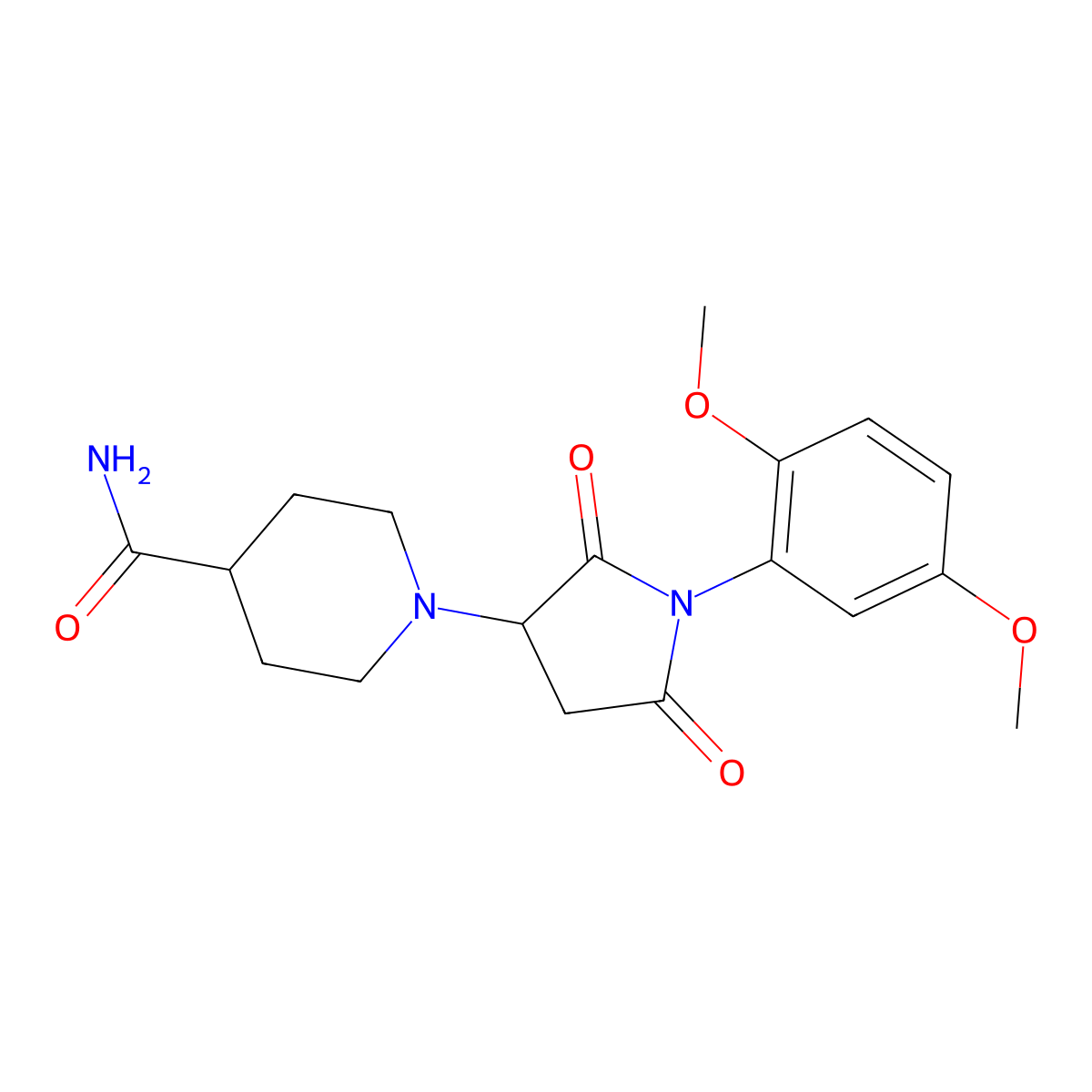 1-[1-(2,5-Dimethoxyphenyl)-2,5-dioxopyrrolidin-3-yl]piperidine-4-carboxamide molecular structure, CAS 524057-95-2