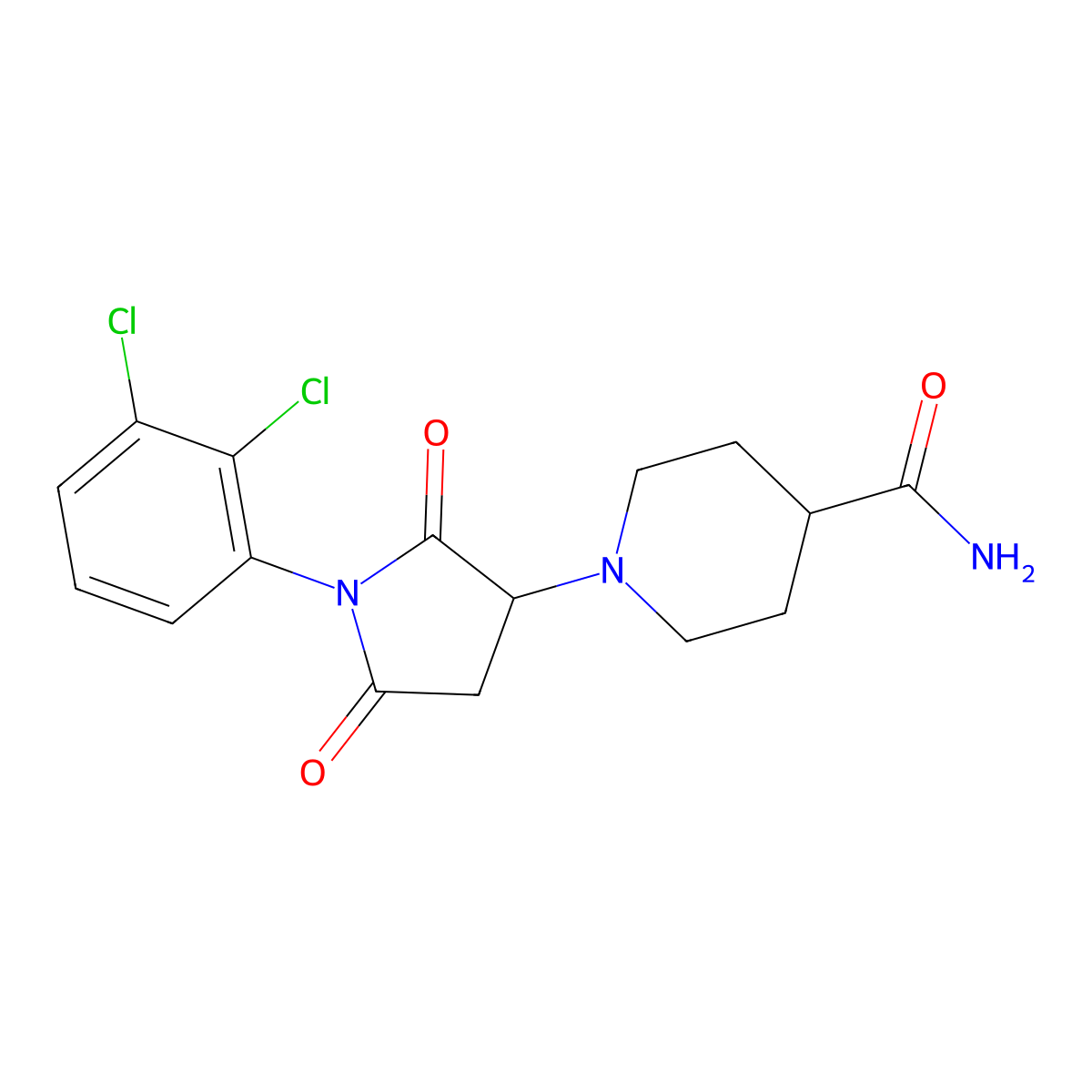 1-[1-(2,3-Dichlorophenyl)-2,5-dioxopyrrolidin-3-yl]piperidine-4-carboxamide molecular structure, CAS 524057-96-3