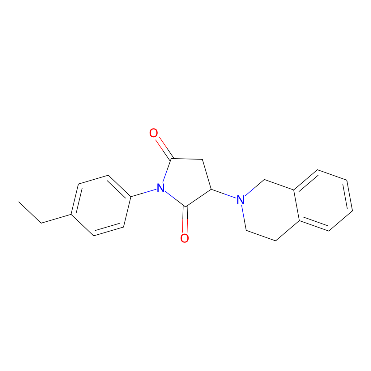 3-(3,4-dihydroisoquinolin-2(1H)-yl)-1-(4-ethylphenyl)pyrrolidine-2,5-dione molecular structure, CAS 524057-97-4