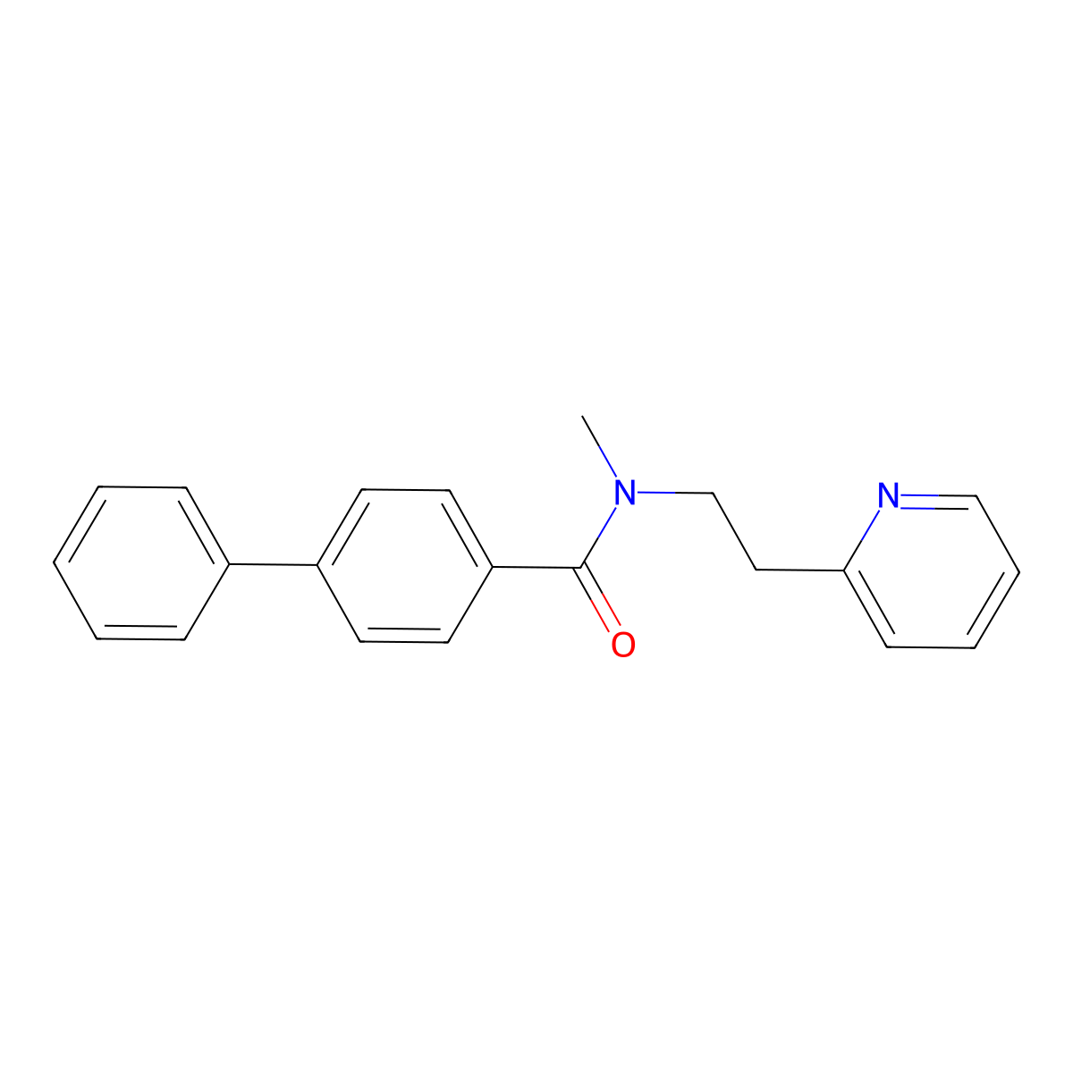 N-methyl-4-phenyl-N-(2-pyridin-2-ylethyl)benzamide molecular structure, CAS 524058-08-0