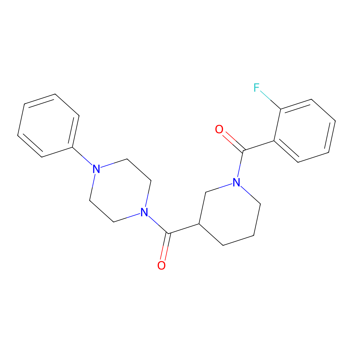 (2-Fluorophenyl){3-[(4-phenylpiperazin-1-yl)carbonyl]piperidin-1-yl}methanone molecular structure, CAS 524058-21-7