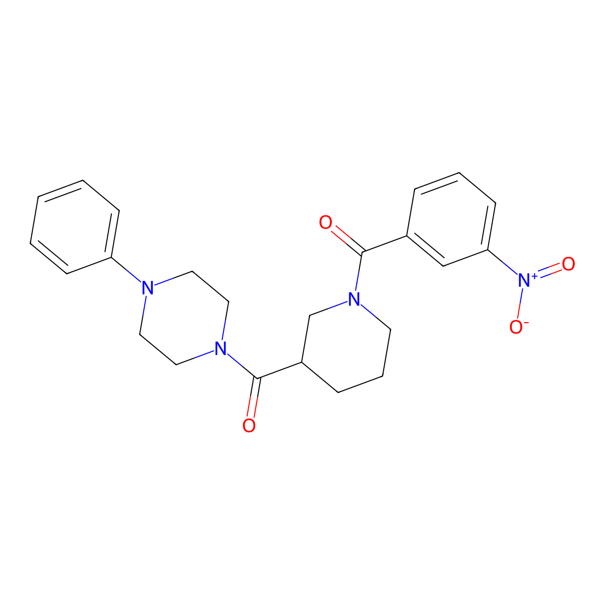 [1-(3-Nitrobenzoyl)piperidin-3-yl]-(4-phenylpiperazin-1-yl)methanone molecular structure, CAS 524058-36-4