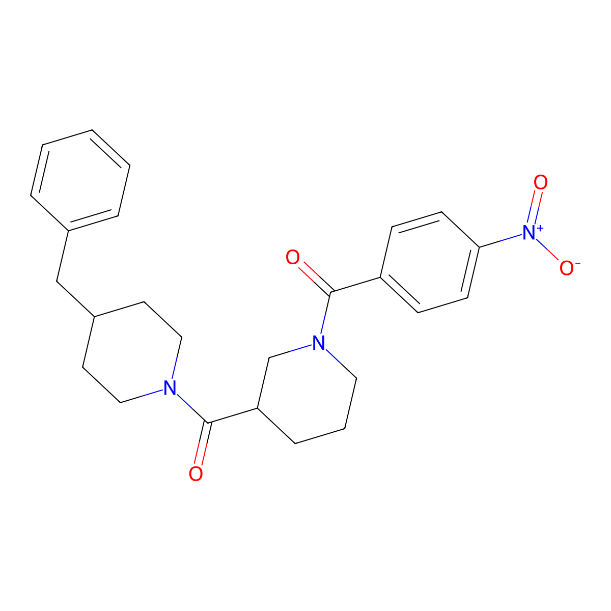 (4-Benzylpiperidin-1-yl)-[1-(4-nitrobenzoyl)piperidin-3-yl]methanone molecular structure, CAS 524058-39-7