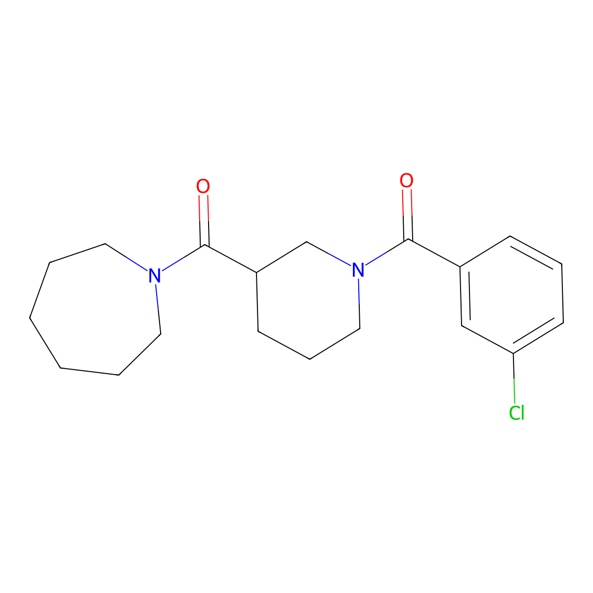 Azepan-1-yl-[1-(3-chlorobenzoyl)piperidin-3-yl]methanone molecular structure, CAS 524058-40-0