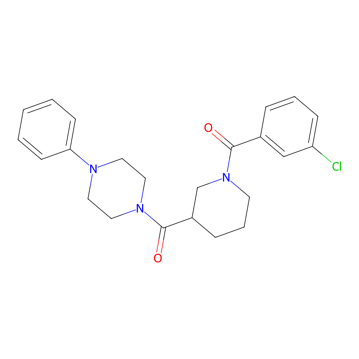 [1-(3-Chlorobenzoyl)piperidin-3-yl]-(4-phenylpiperazin-1-yl)methanone molecular structure, CAS 524058-41-1