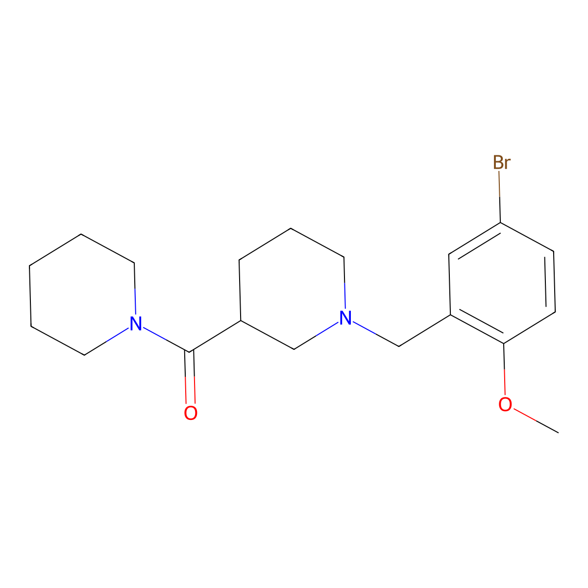 (1-(5-Bromo-2-methoxybenzyl)piperidin-3-yl)(piperidin-1-yl)methanone molecular structure, CAS 524058-63-7
