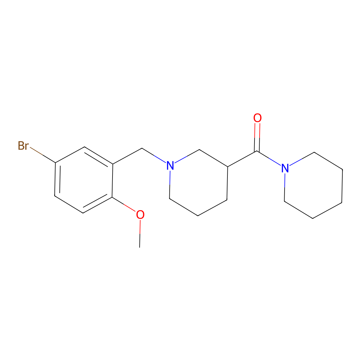 (1-(5-Bromo-2-methoxybenzyl)piperidin-3-yl)(piperidin-1-yl)methanone molecular structure, CAS 524058-63-7