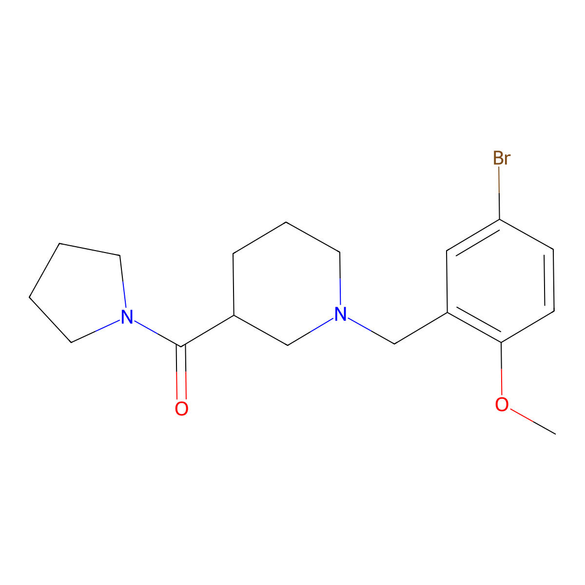 [1-[(5-Bromo-2-methoxyphenyl)methyl]piperidin-3-yl]-pyrrolidin-1-ylmethanone molecular structure, CAS 524058-64-8