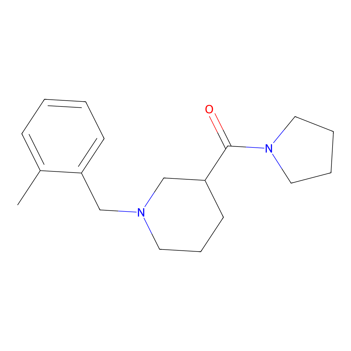 1-(2-Methylbenzyl)-3-(1-pyrrolidinylcarbonyl)piperidine molecular structure, CAS 524059-61-8