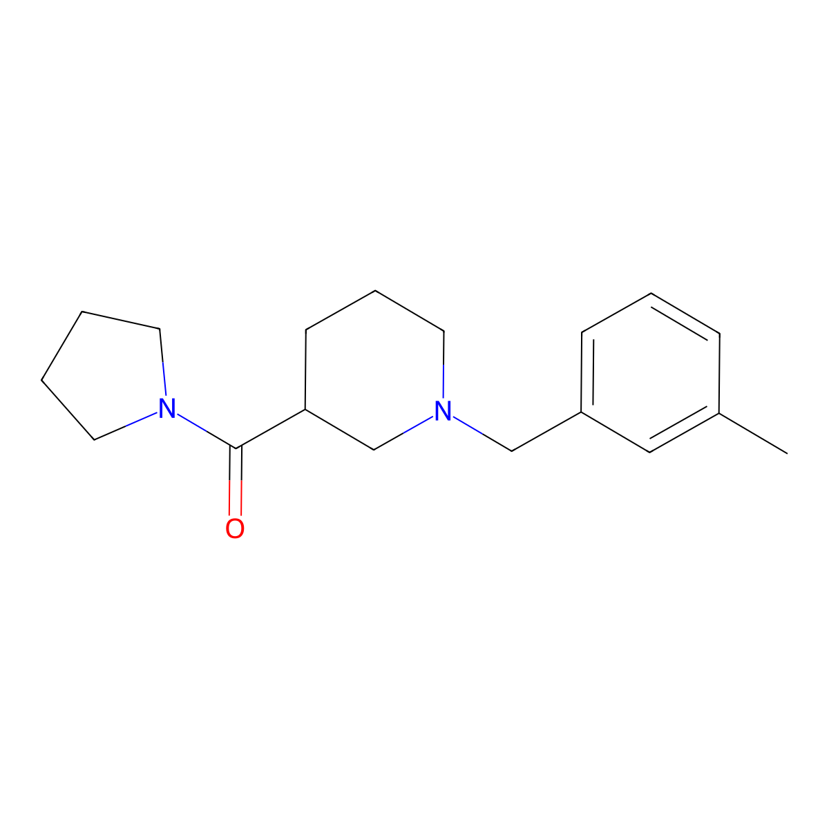 1-(3-Methylbenzyl)-3-(1-pyrrolidinylcarbonyl)piperidine molecular structure, CAS 524059-66-3