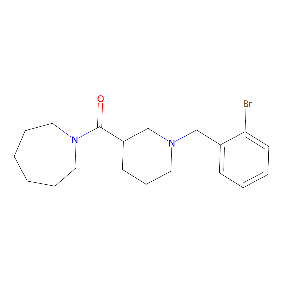 Azepan-1-yl-[1-[(2-bromophenyl)methyl]piperidin-3-yl]methanone molecular structure, CAS 524059-87-8