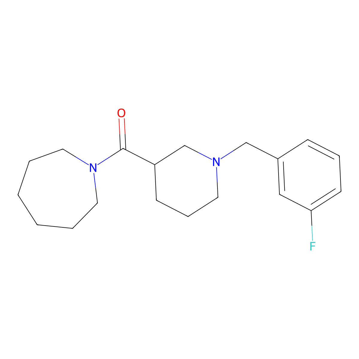 Azepan-1-yl-[1-[(3-fluorophenyl)methyl]piperidin-3-yl]methanone molecular structure, CAS 524059-91-4