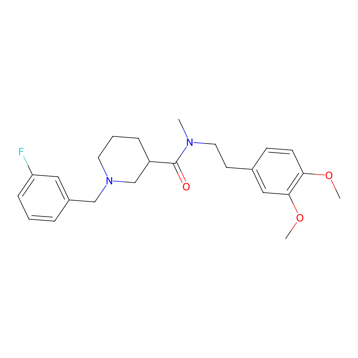 N-[2-(3,4-dimethoxyphenyl)ethyl]-1-[(3-fluorophenyl)methyl]-N-methylpiperidine-3-carboxamide molecular structure, CAS 524059-96-9