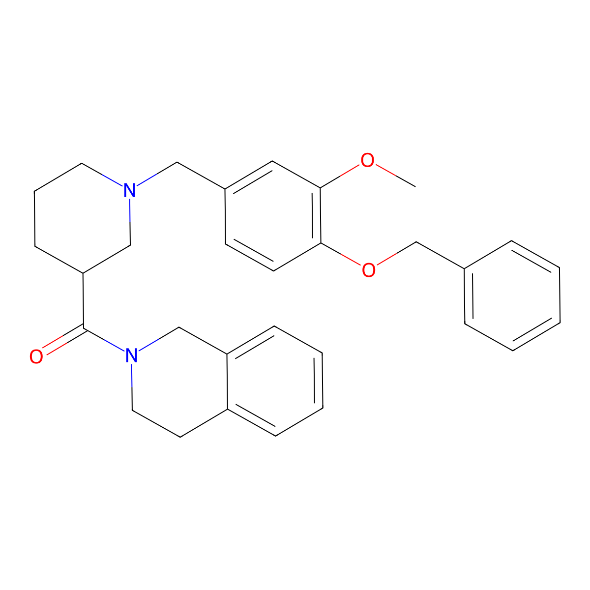 {1-[4-(benzyloxy)-3-methoxybenzyl]piperidin-3-yl}(3,4-dihydroisoquinolin-2(1H)-yl)methanone molecular structure, CAS 524060-11-5