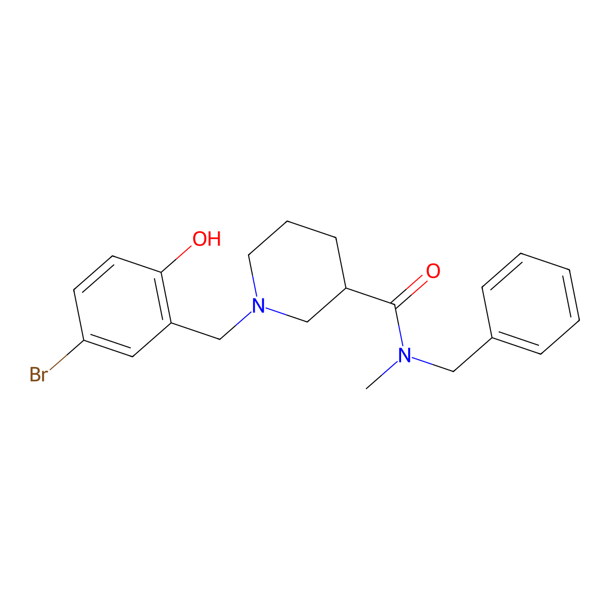 N-benzyl-1-(5-bromo-2-hydroxybenzyl)-N-methylpiperidine-3-carboxamide molecular structure, CAS 524060-16-0