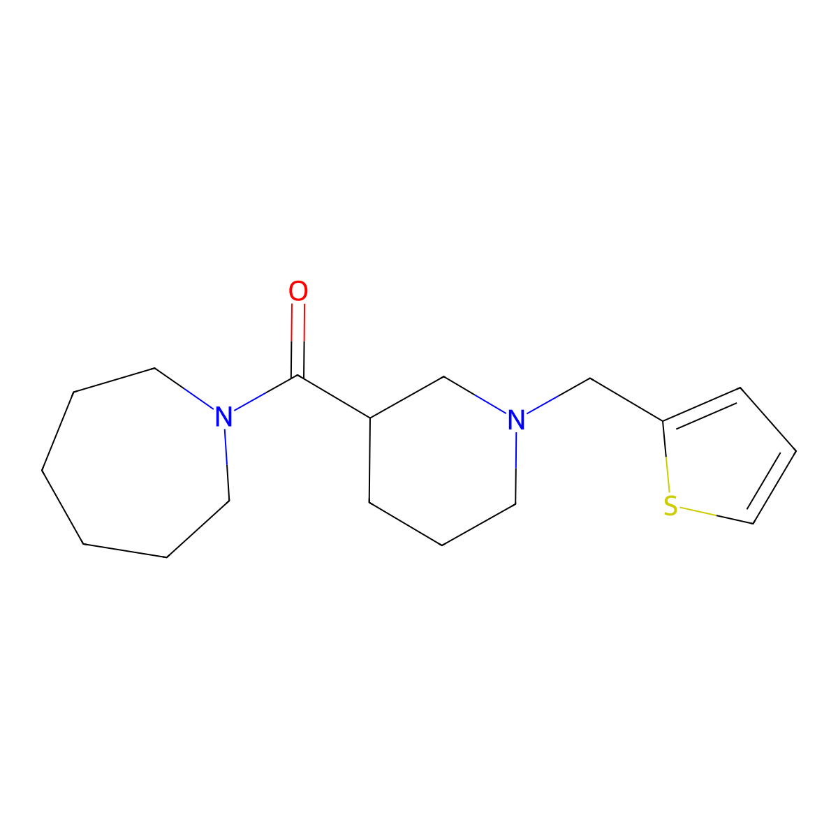 Azepan-1-yl[1-(thiophen-2-ylmethyl)piperidin-3-yl]methanone molecular structure, CAS 524060-21-7