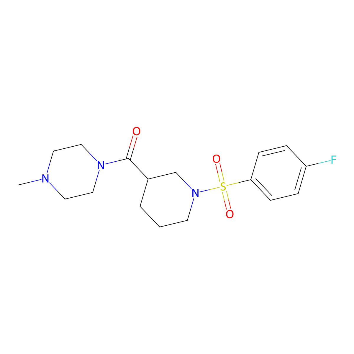 [1-(4-Fluorophenyl)sulfonylpiperidin-3-yl]-(4-methylpiperazin-1-yl)methanone molecular structure, CAS 524060-40-0