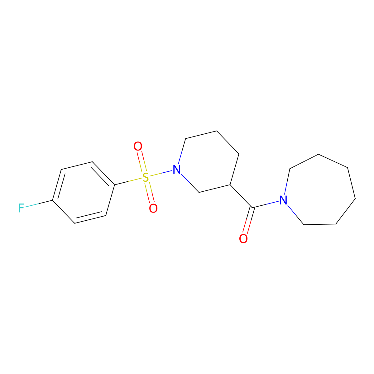 Azepan-1-yl-[1-(4-fluorophenyl)sulfonylpiperidin-3-yl]methanone molecular structure, CAS 524060-41-1