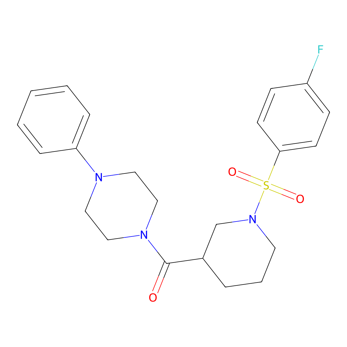 1-({1-[(4-Fluorophenyl)sulfonyl]-3-piperidinyl}carbonyl)-4-phenylpiperazine molecular structure, CAS 524060-45-5