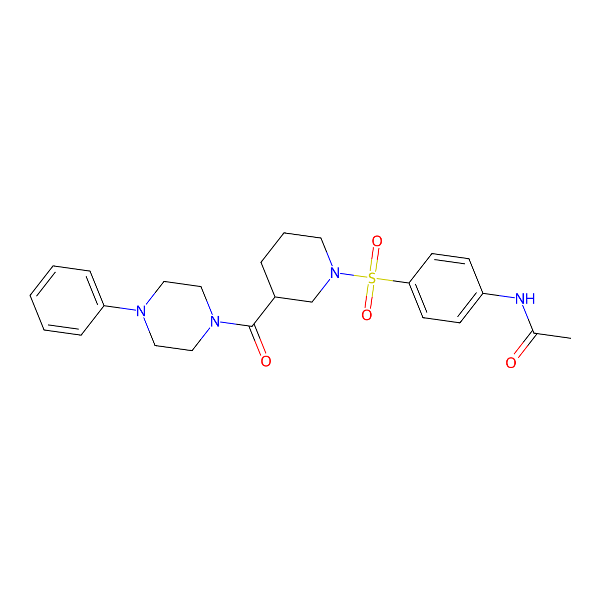 N-[4-[3-(4-phenylpiperazine-1-carbonyl)piperidin-1-yl]sulfonylphenyl]acetamide molecular structure, CAS 524060-47-7