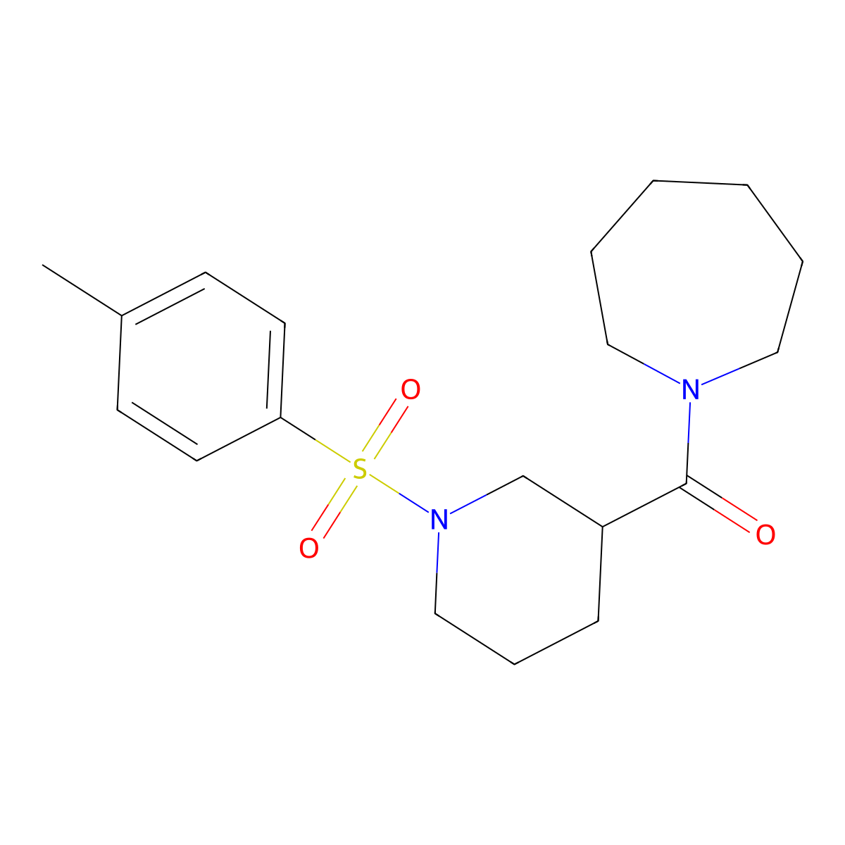 Azepan-1-yl-[1-(4-methylphenyl)sulfonylpiperidin-3-yl]methanone molecular structure, CAS 524060-55-7