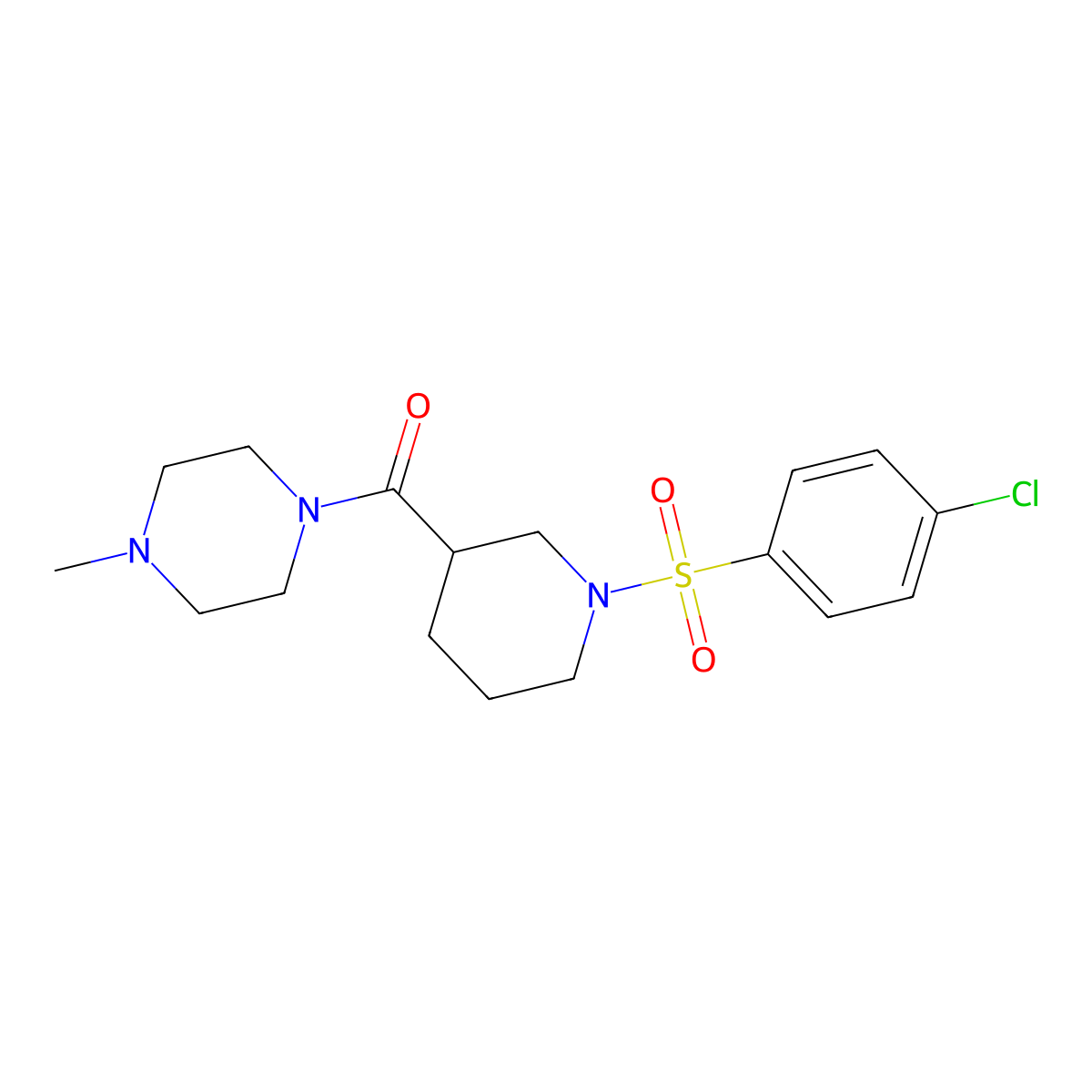 [1-(4-Chlorophenyl)sulfonylpiperidin-3-yl]-(4-methylpiperazin-1-yl)methanone molecular structure, CAS 524060-59-1